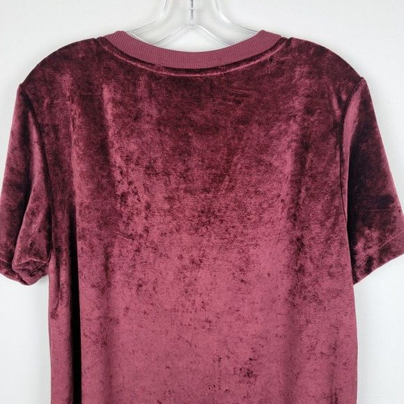 Michael Stars Wine Stretchy Velvet V-Neck Short Sleeves Pullover Top Size L - Picture 5 of 9